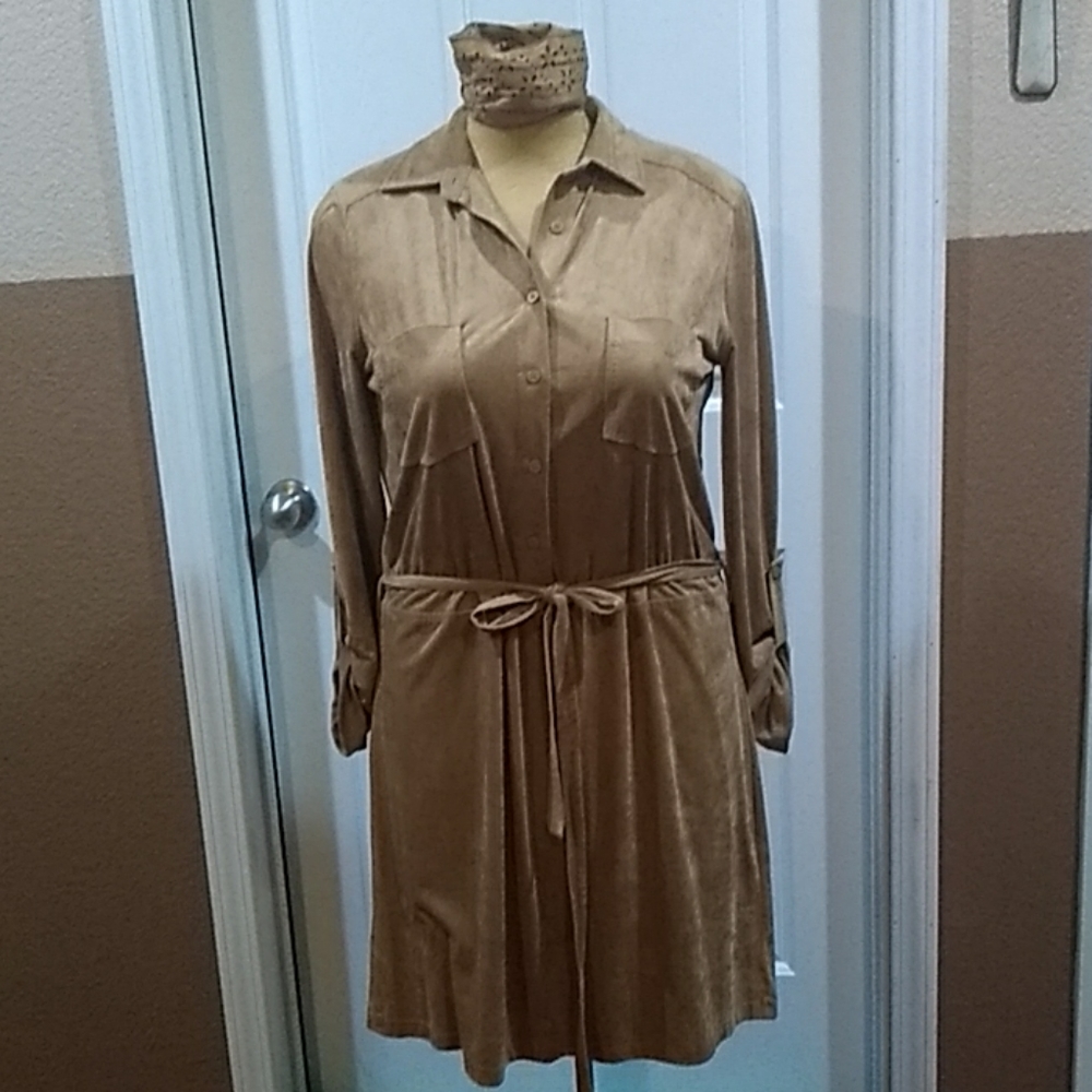 M L L P Women Suede Long Sleeve Dress